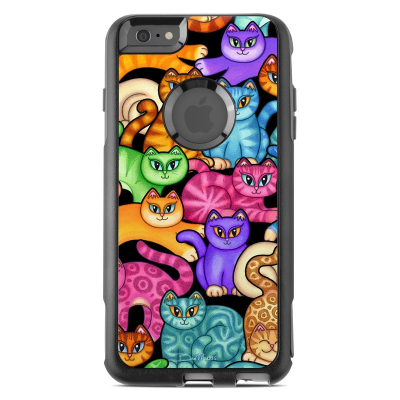 OtterBox Commuter iPhone 6s Plus Case Skin design of Cat, Cartoon, Felidae, Organism, Small to medium-sized cats, Illustration, Animated cartoon, Wildlife, Kitten, Art, with black, blue, red, purple, green, brown colors