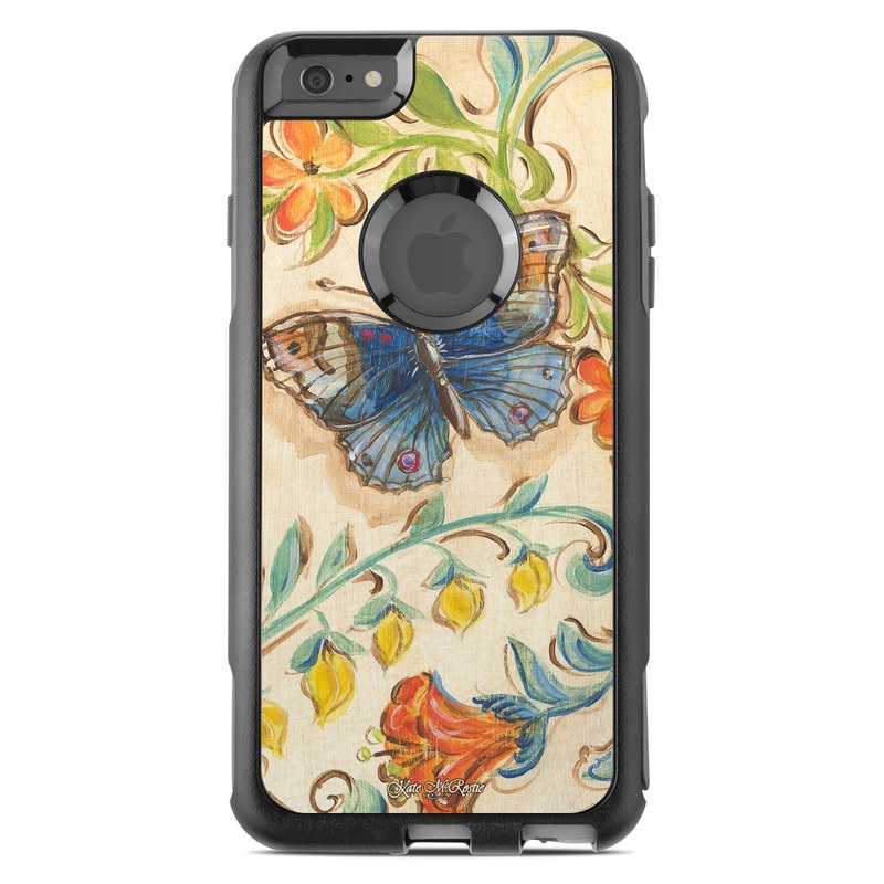 OtterBox Commuter iPhone 6s Plus Case Skin design of Butterfly, Moths and butterflies, Insect, Pollinator, Plant, Pattern, Watercolor paint, Wildflower, Visual arts, Brush-footed butterfly, with gray, pink, green, red, orange, blue colors