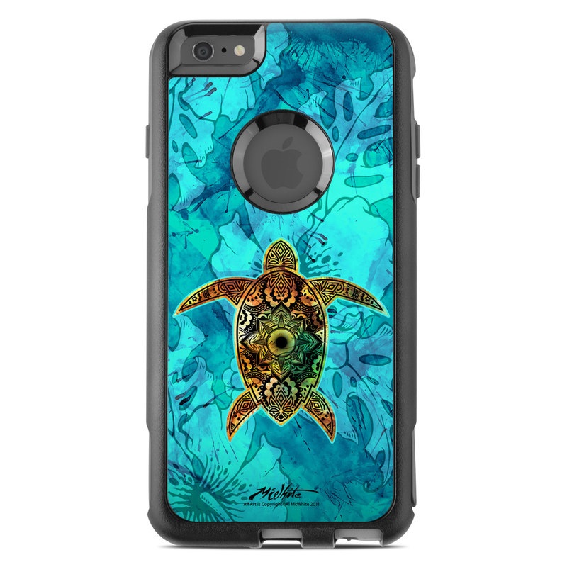 OtterBox Commuter iPhone 6s Plus Case Skin design of Sea turtle, Green sea turtle, Turtle, Hawksbill sea turtle, Tortoise, Reptile, Loggerhead sea turtle, Illustration, Art, Pattern, with blue, black, green, gray, red colors