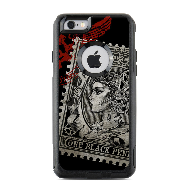 OtterBox Commuter iPhone 6s Case Skin design of Font, Postage stamp, Illustration, Drawing, Art, with black, gray, red colors