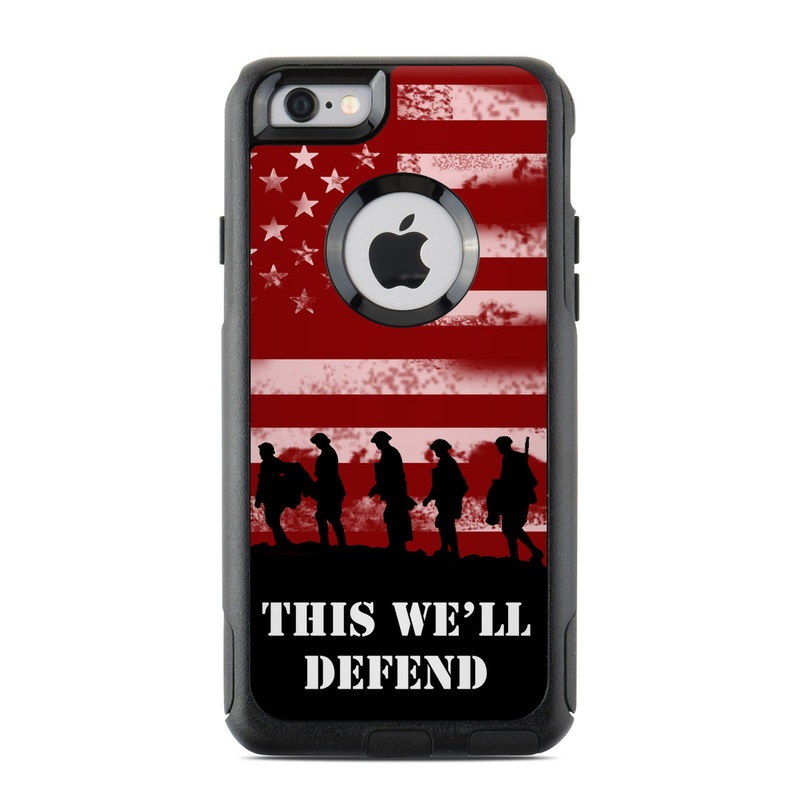 OtterBox Commuter iPhone 6s Case Skin design of Red, Flag, Font, Veterans day, Crowd, Illustration, Silhouette, Red flag, with red, black, gray, pink colors