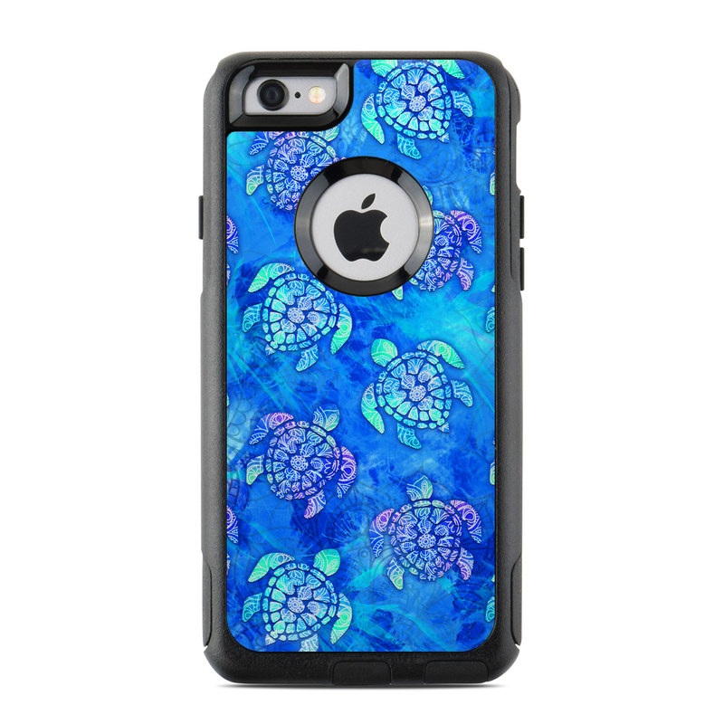 OtterBox Commuter iPhone 6s Case Skin design of Blue, Pattern, Organism, Design, Sea turtle, Plant, Electric blue, Hydrangea, Flower, Symmetry, with blue, green, purple colors