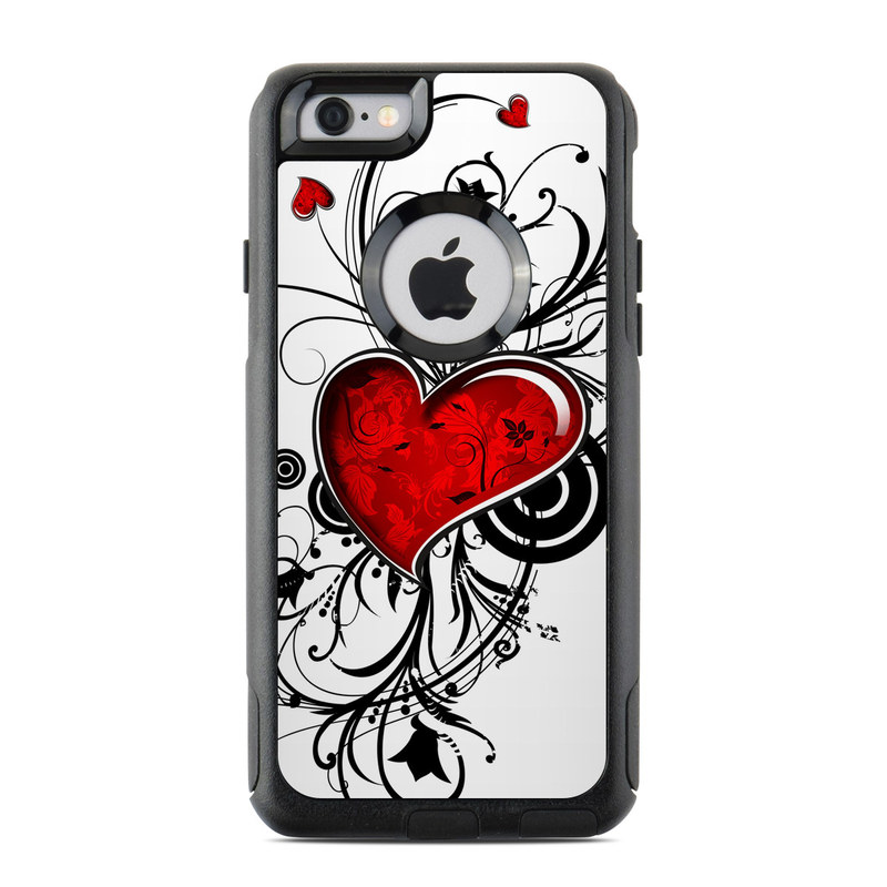 OtterBox Commuter iPhone 6s Case Skin design of Heart, Line art, Love, Clip art, Plant, Graphic design, Illustration, with white, gray, black, red colors