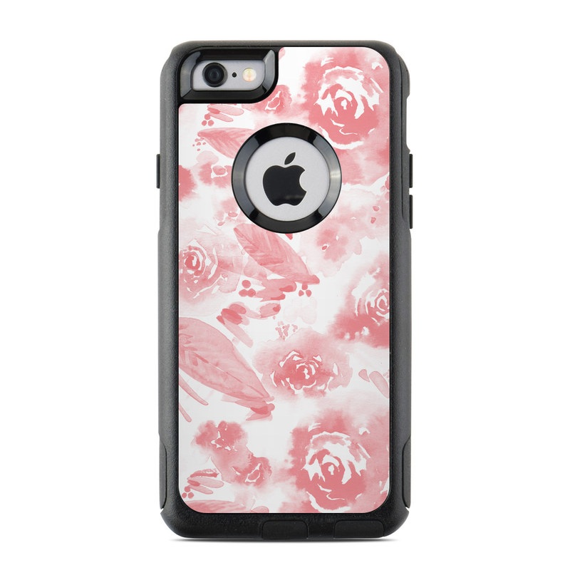 OtterBox Commuter iPhone 6s Case Skin design of Pink, Pattern, Rose, Design, Floral design, Rose family, Garden roses, Petal, Flower, Textile, with white, red, pink colors