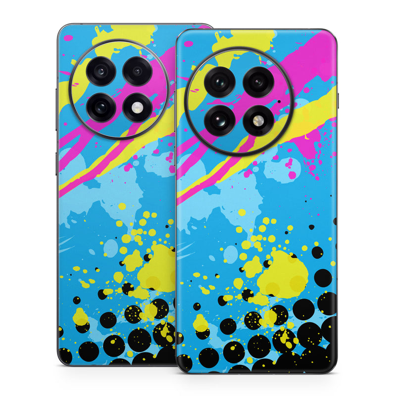 OnePlus 13 Series Skin design of Blue, Colorfulness, Graphic design, Pattern, Water, Line, Design, Graphics, Illustration, Visual arts, with blue, black, yellow, pink colors