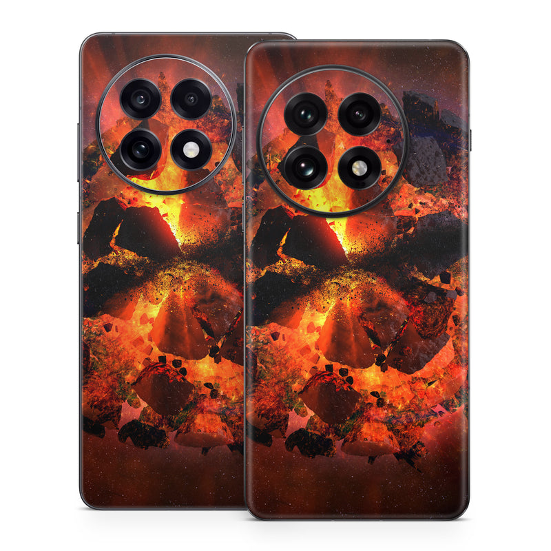 OnePlus 13 Series Skin design of Flame, Heat, Fire, Space, Atmosphere, Charcoal, Explosion, Geological phenomenon, Ash, Graphics, with black, red colors