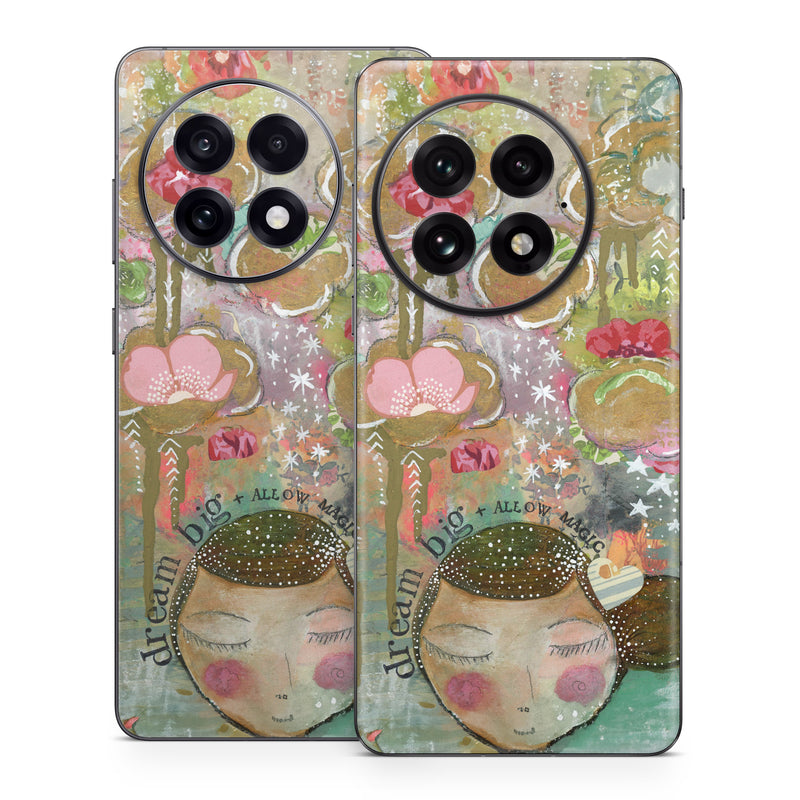 OnePlus 13 Series Skin design of Painting, Pink, Illustration, Art, Child art, Watercolor paint, Drawing, Visual arts, Still life, with brown, pink, red, green, white, black, orange, gray colors