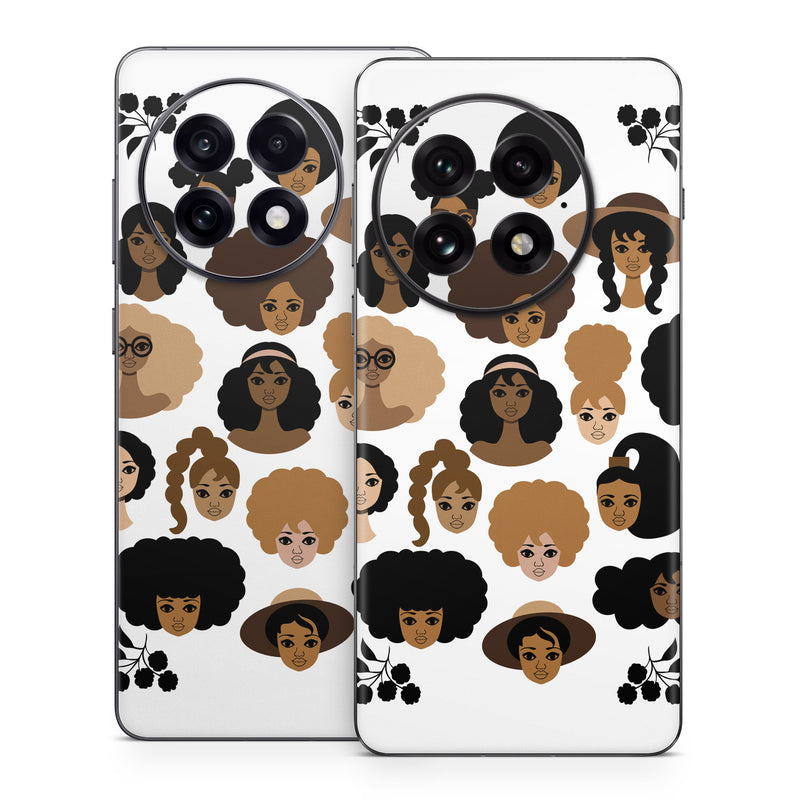 OnePlus 13 Series Skin design of Hair, People, Facial expression, Hairstyle, Cartoon, Head, Afro, Clip art, Font, Black hair, with black, brown, white colors