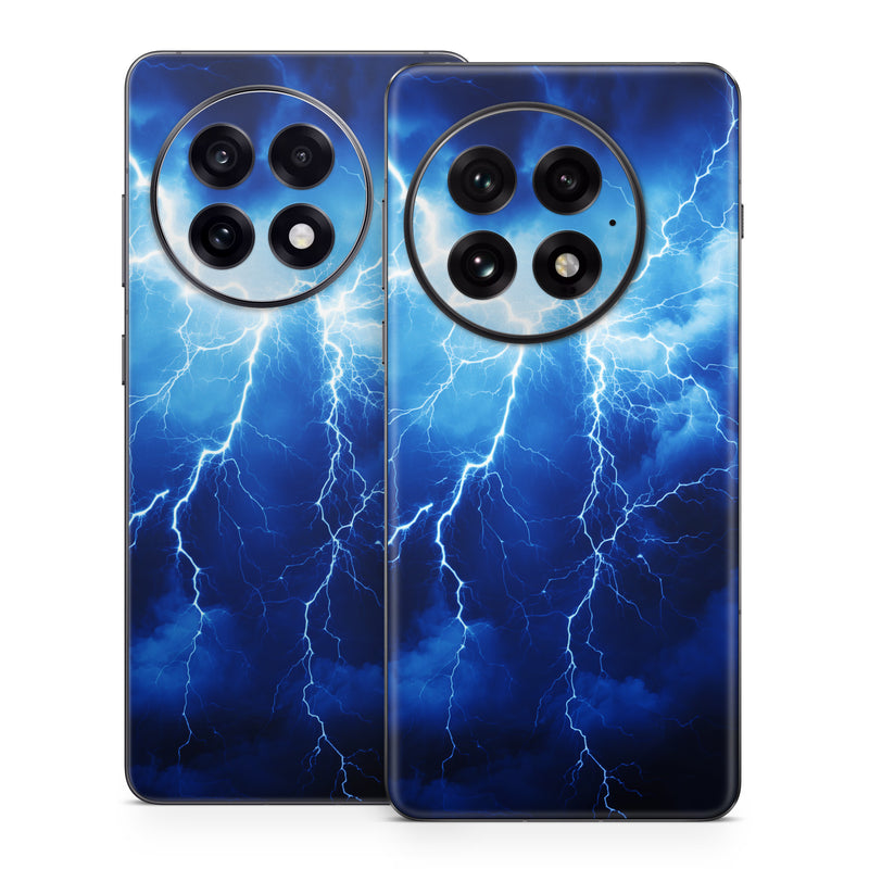 OnePlus 13 Series Skin design of Thunder, Sky, Atmosphere, Daytime, Cloud, Water, Lightning, Light, Azure, Natural environment, with black, blue colors
