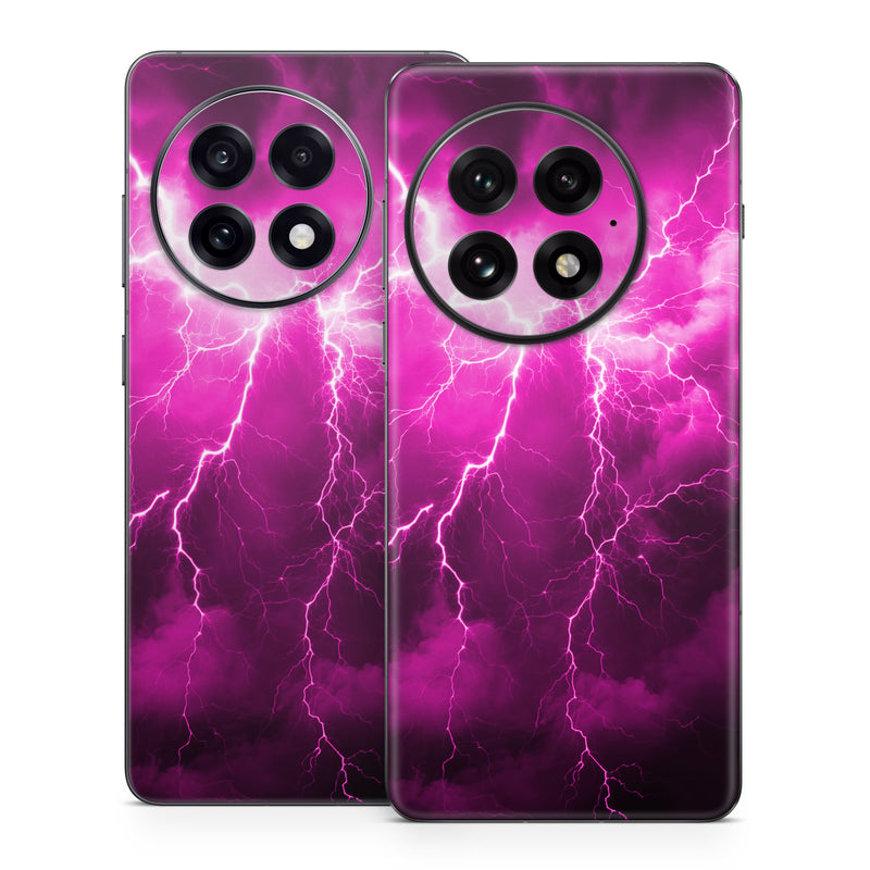 OnePlus 13 Series Skin design of Sky, Thunder, Lightning, Thunderstorm, Atmosphere, White, Purple, Light, Nature, Water, with black, pink colors