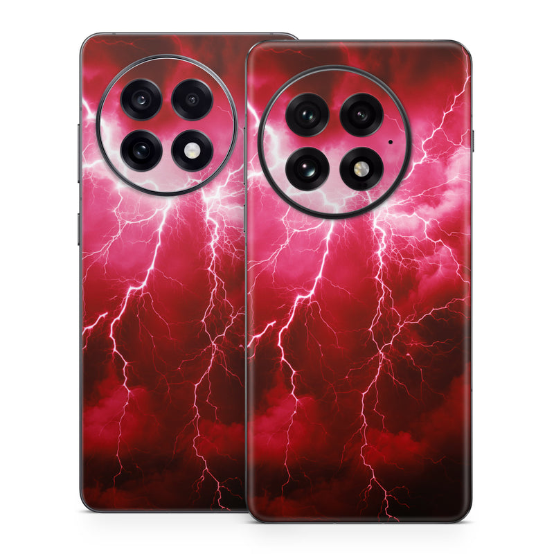 OnePlus 13 Series Skin design of Thunder, Atmosphere, Sky, Light, Purple, Lighting, Water, Thunderstorm, Electricity, Pink, with black, red colors