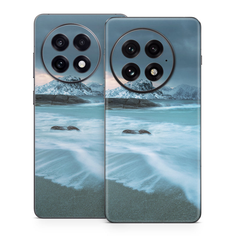 OnePlus 13 Series Skin design of Body of water, Sky, Nature, Sea, Ocean, Wave, Blue, Water, Coast, Wind wave, with white, blue, black, orange colors