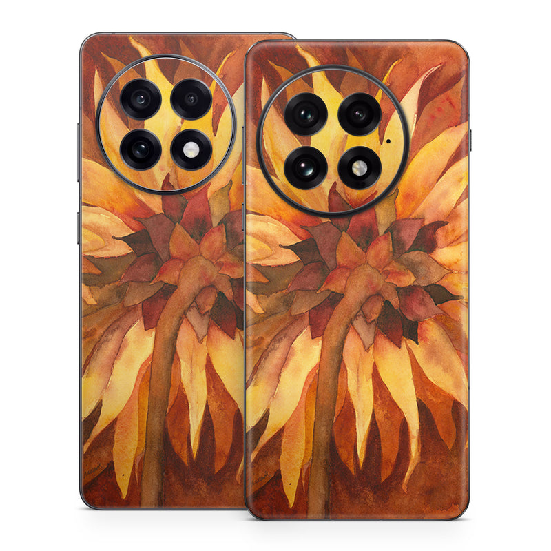 OnePlus 13 Series Skin design of Sunflower, Flower, sunflower, Yellow, Painting, Plant, Petal, Still life photography, Flowering plant, Still life, with yellow, brown, orange colors