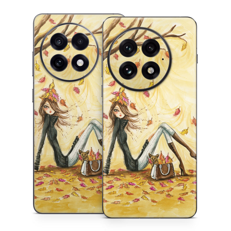 OnePlus 13 Series Skin design of Painting, Watercolor paint, Tree, Art, Illustration, Plant, Modern art, Visual arts, Still life, Fictional character, with yellow, red, brown, orange, black, white colors