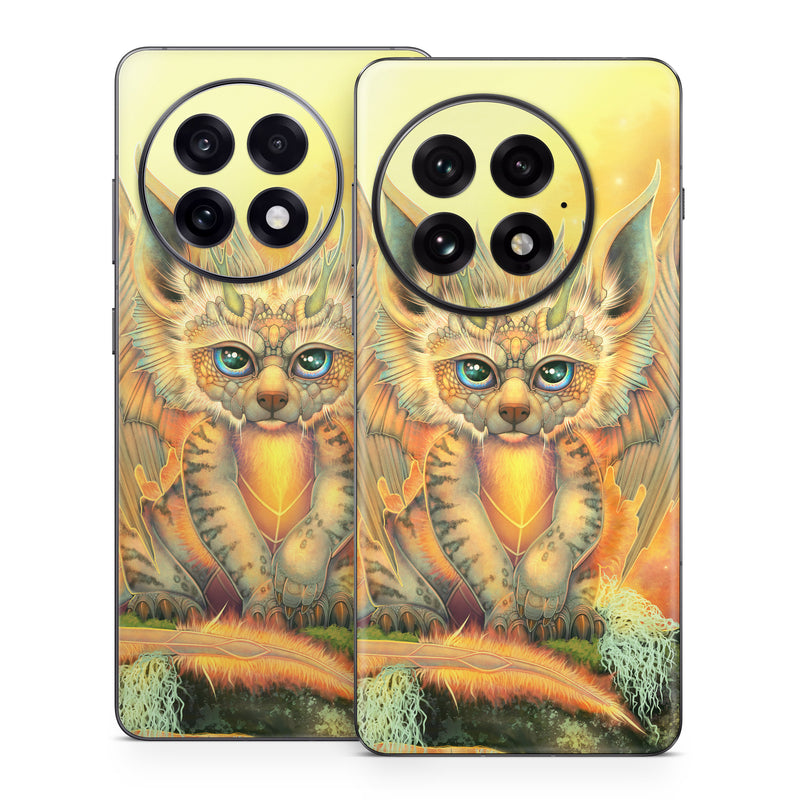 OnePlus 13 Series Skin design of Nature, Mammal, Art, Fawn, Owl, Illustration, Tail, Fictional character, Visual arts, Terrestrial animal, with yellow, orange, green, white, black colors