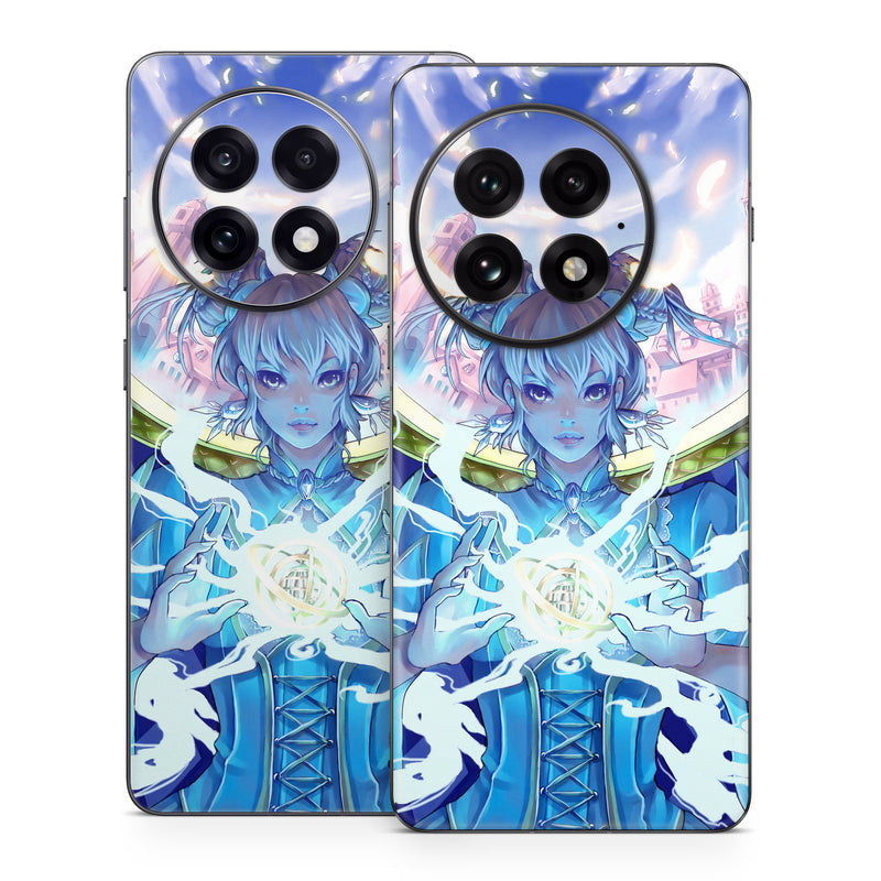 OnePlus 13 Series Skin design of Cg artwork, Anime, Cartoon, Sky, Long hair, Illustration, Fictional character, Black hair, Art, with blue, purple, pink, white, yellow colors