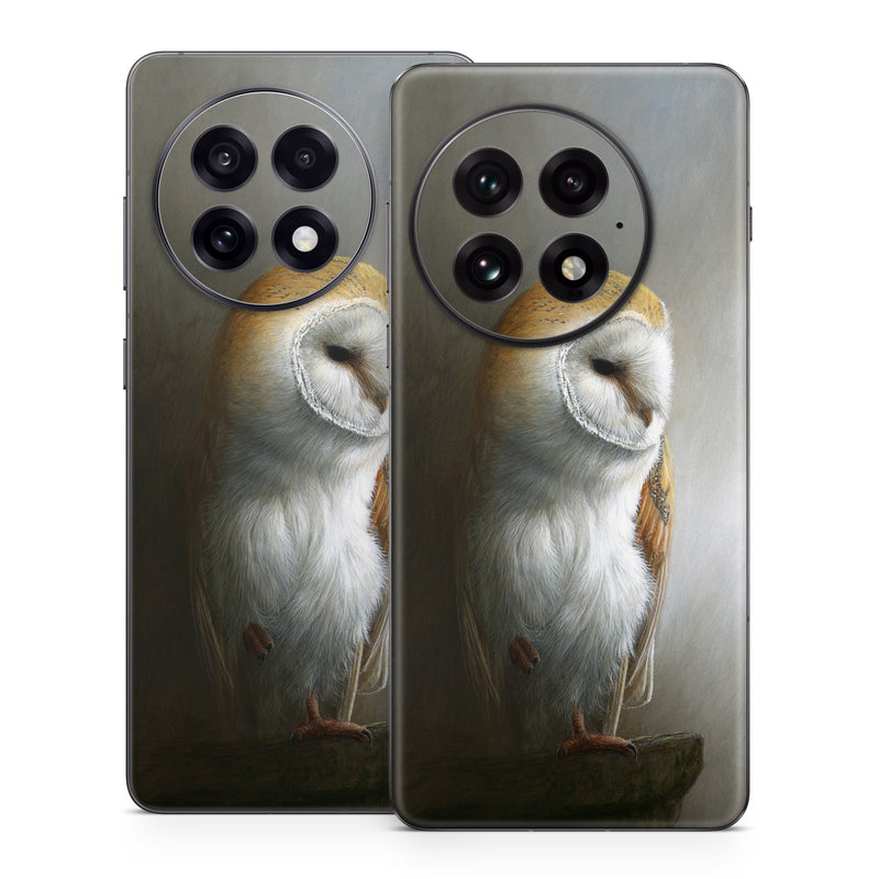 OnePlus 13 Series Skin design of Barn owl, Owl, Bird, Bird of prey, Beak, Wildlife, with yellow, white, orange, brown colors