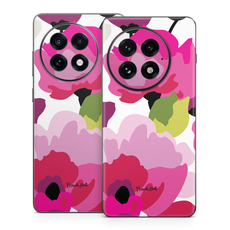 OnePlus 13 Series Skin design of Pink, Flower, Pattern, Petal, Plant, Floral design, Design, Botany, Magenta, Anemone, with white, pink, green, red colors