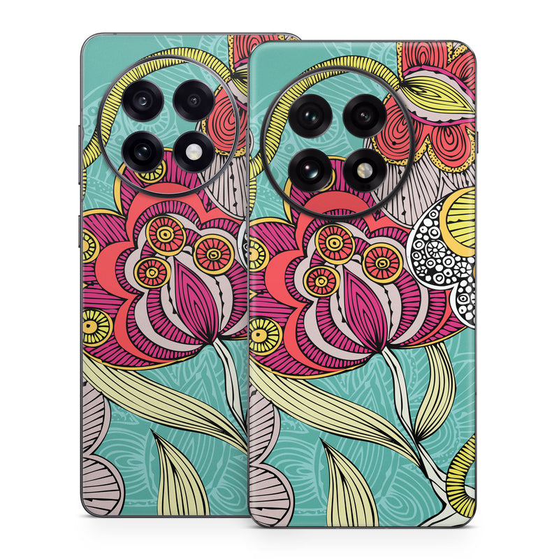 OnePlus 13 Series Skin design of Pattern, Visual arts, Motif, Floral design, Design, Art, Plant, Flower, Organism, Textile, with red, yellow, blue, gray, pink colors