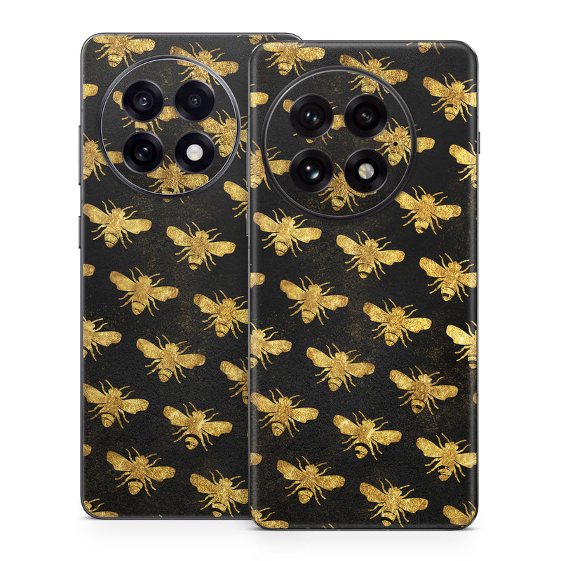 OnePlus 13 Series Skin design of Pattern, Yellow, Flower, Design, Plant, Wildflower, Textile, Metal, with black, yellow colors