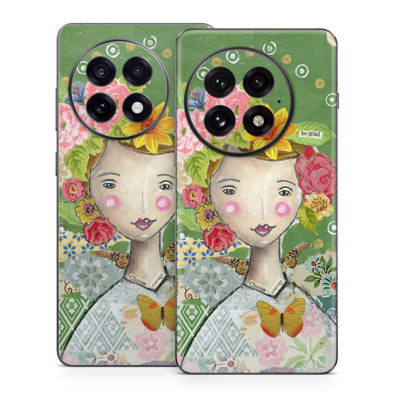 OnePlus 13 Series Skin design of Watercolor paint, Illustration, Art, Painting, Plant, Flower, Visual arts, Paint, Child art, Acrylic paint, with green, pink, red, orange, white, blue, brown colors