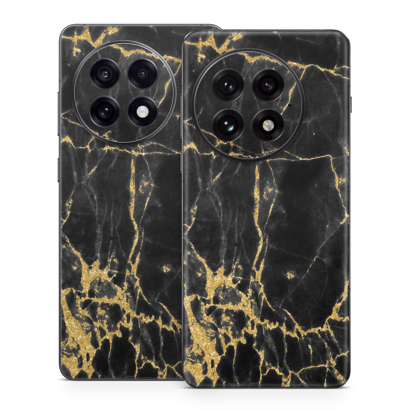 OnePlus 13 Series Skin design of Black, Yellow, Water, Brown, Branch, Leaf, Rock, Tree, Marble, Sky, with black, yellow colors