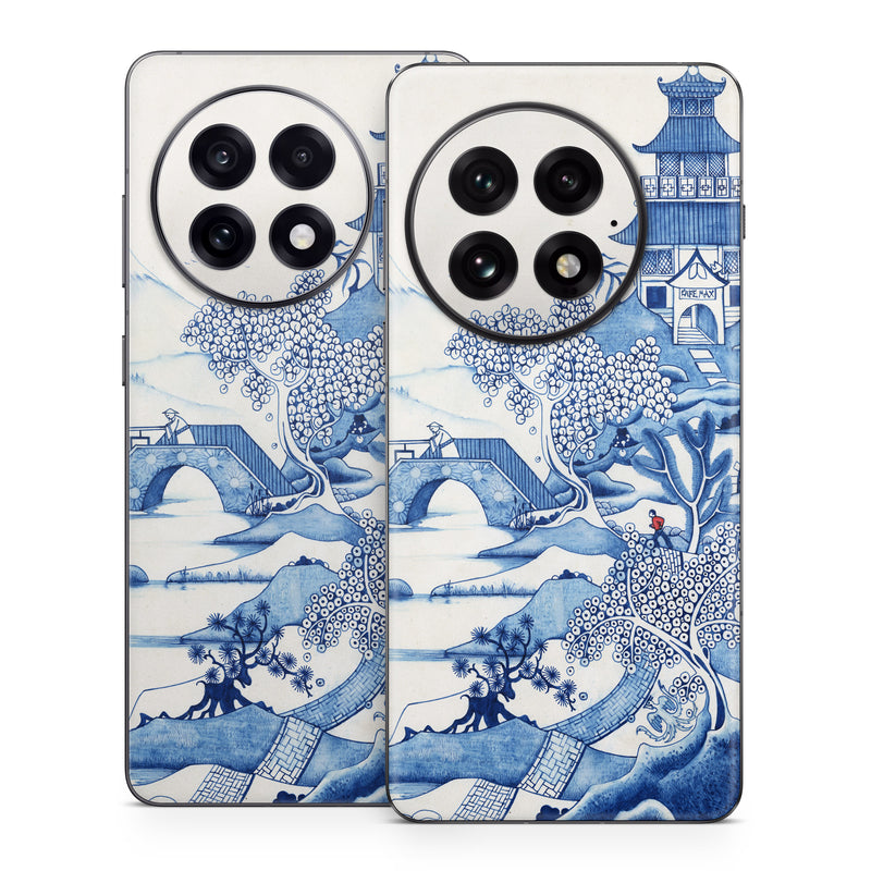 OnePlus 13 Series Skin design of Blue, Blue and white porcelain, Winter, Christmas eve, Illustration, Snow, World, Art, with blue, white colors