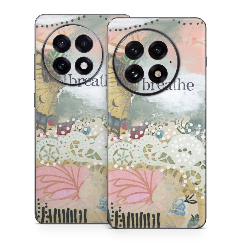 OnePlus 13 Series Skin design of Butterfly, Moths and butterflies, Insect, Pollinator, Organism, Illustration, Brush-footed butterfly, Art, Fictional character, Wildflower, with pink, brown, white, black, red, blue, green colors