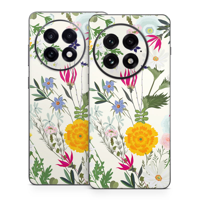 OnePlus 13 Series Skin design of Flower, Wildflower, chamomile, Floral design, Plant, camomile, Botany, Clip art, Cut flowers, Daisy, with white, green, pink, orange, yellow, red colors