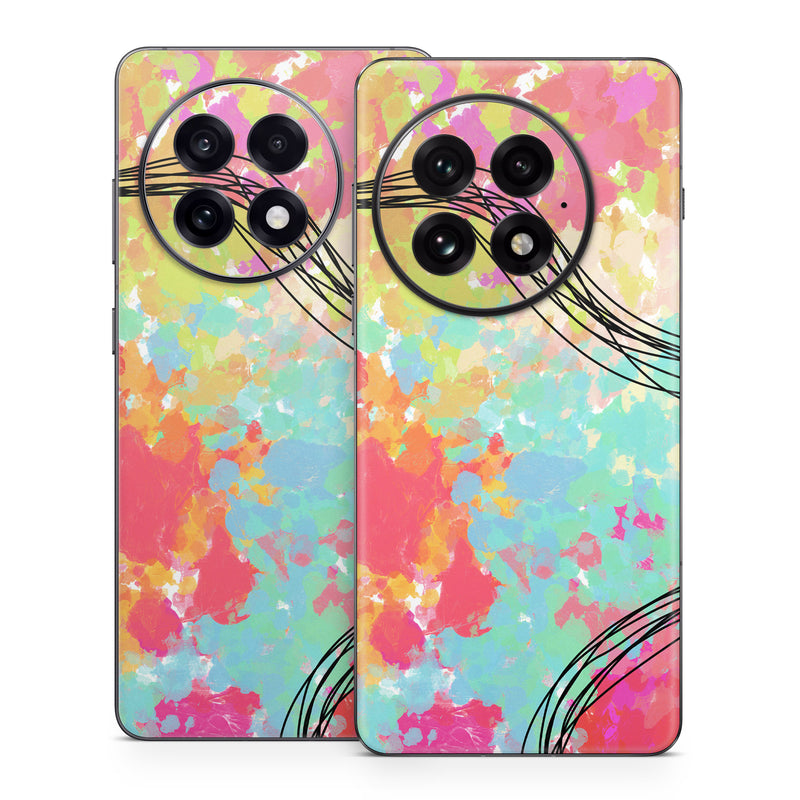 OnePlus 13 Series Skin design of Pattern, Line, Graphic Design, Design, Visual Arts, Art, Plant, Wallpaper, Illustration, Cg Artwork, with black, white, red, pink, blue, green, yellow, orange, brown colors