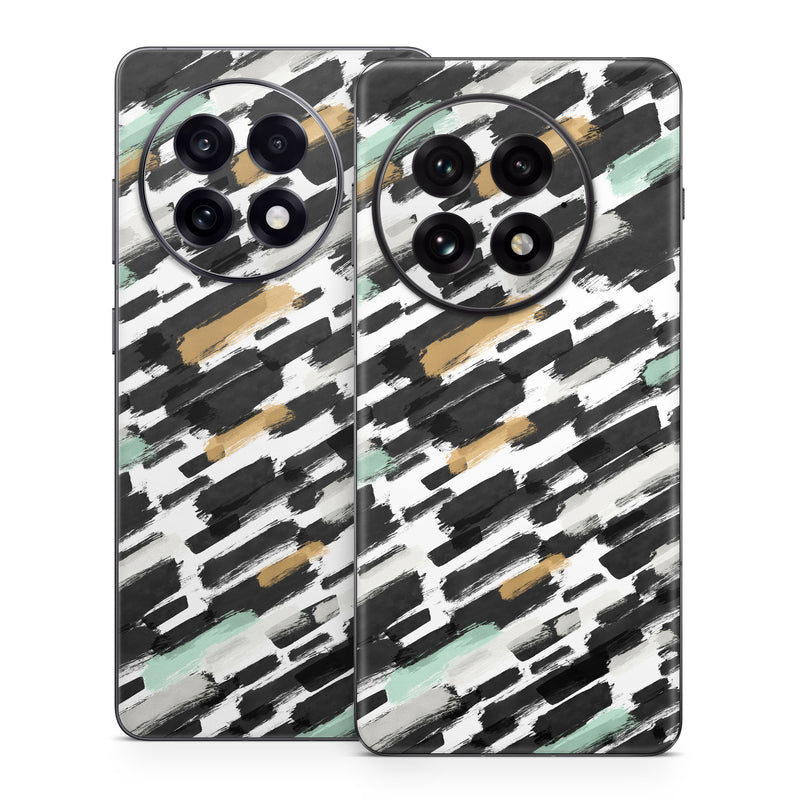 OnePlus 13 Series Skin design of Pattern, Line, Design, Material property, Rectangle, with black, white, orange, blue, yellow colors