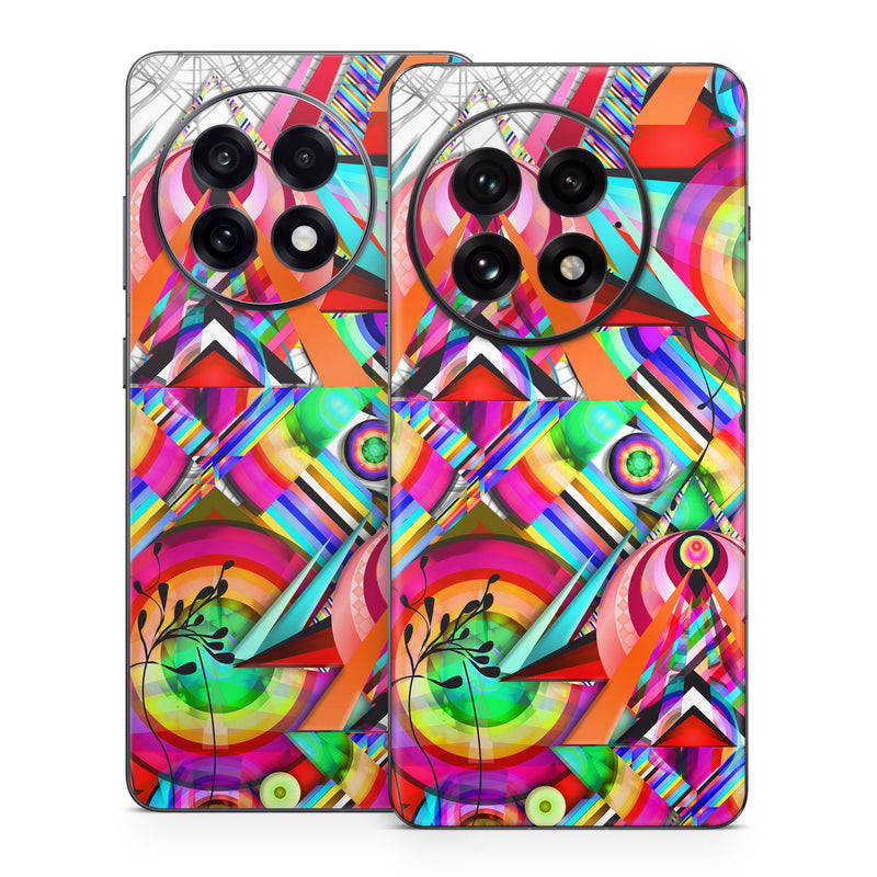OnePlus 13 Series Skin design of Psychedelic art, Pattern, Design, Graphic design, Colorfulness, Visual arts, Circle, Art, with red, pink, green, yellow, orange colors