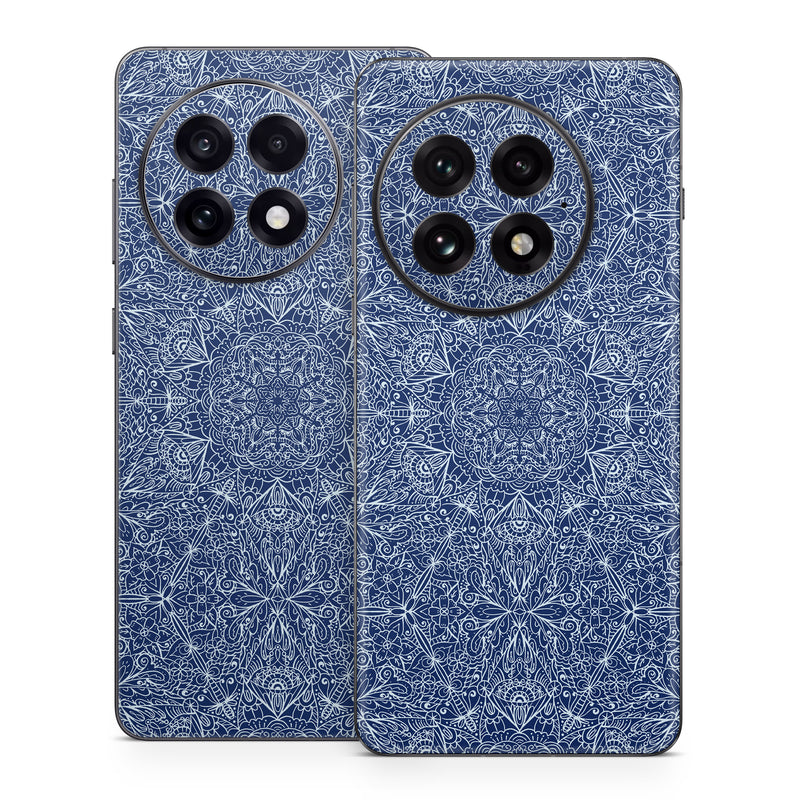OnePlus 13 Series Skin design of Blue, Pattern, Azure, Cobalt blue, Design, Textile, Electric blue, Wallpaper, Symmetry, with blue, white colors