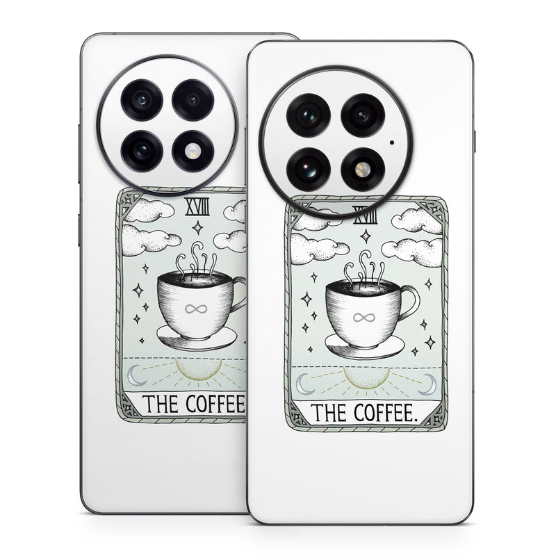 OnePlus 13 Series Skin design of Cup, Cartoon, Drinkware, Coffee cup, Tableware, Teacup, Illustration, Drink, Line art, with white, black, green, gray, yellow colors