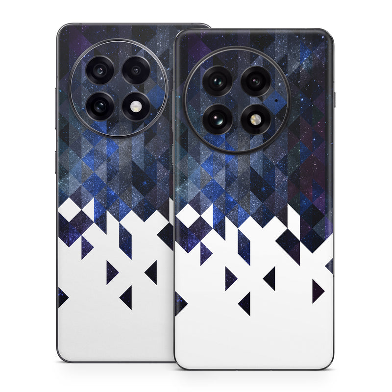 OnePlus 13 Series Skin design of Text, Pattern, Graphic design, Font, Purple, Design, Line, Triangle, Logo, Graphics, with black, blue, white colors