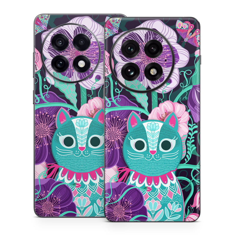 OnePlus 13 Series Skin design of Botany, Purple, Textile, Organism, Pink, Art, Painting, Font, Creative arts, Magenta, with black, blue, pink, purple, green, red colors
