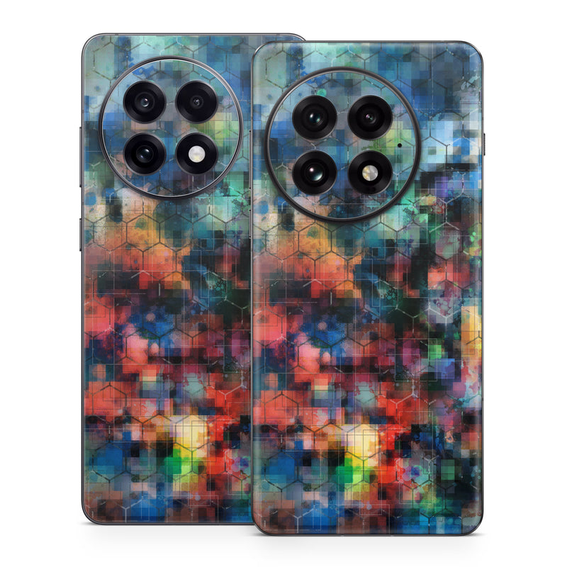 OnePlus 13 Series Skin design of Blue, Colorfulness, Pattern, Psychedelic art, Art, Sky, Design, Textile, Dye, Modern art, with black, blue, red, gray, green colors