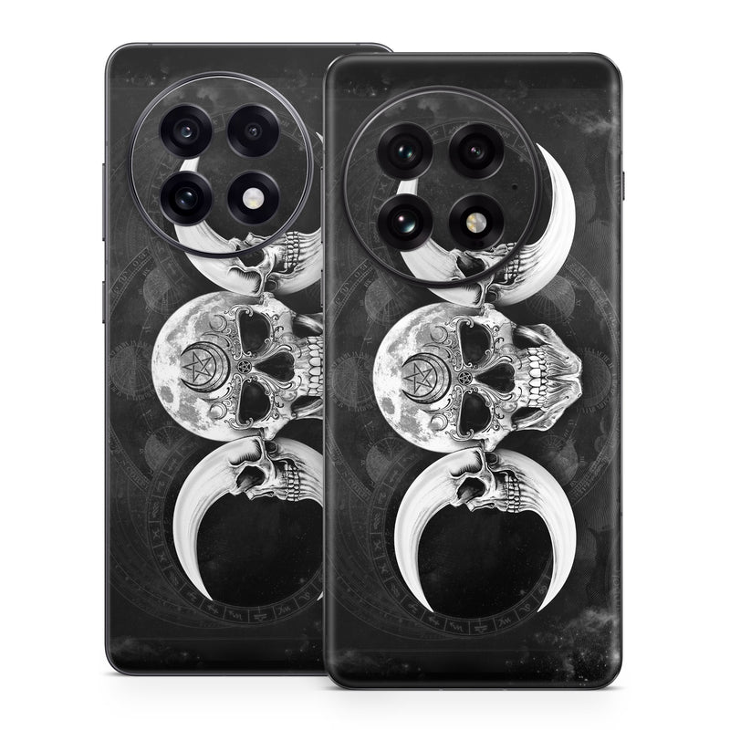 OnePlus 13 Series Skin design of Bone, Skull, Darkness, Monochrome, Black-and-white, Circle, Symmetry, Visual Arts, Illustration, Skeleton, Drawing, with black, white, gray colors