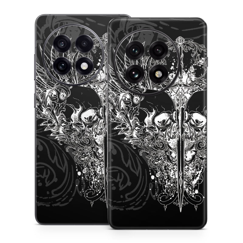 OnePlus 13 Series Skin design of Illustration, Art, Design, Monochrome, Graphic design, Pattern, Fictional character, Skull, Black-and-white, Graphics, with black, gray colors