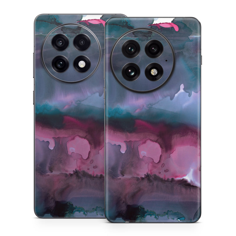 OnePlus 13 Series Skin design of Watercolor paint, Purple, Painting, Ice, Magenta, Sky, Art, Cloud, Paint, Modern art, with black, white, purple, blue, red colors