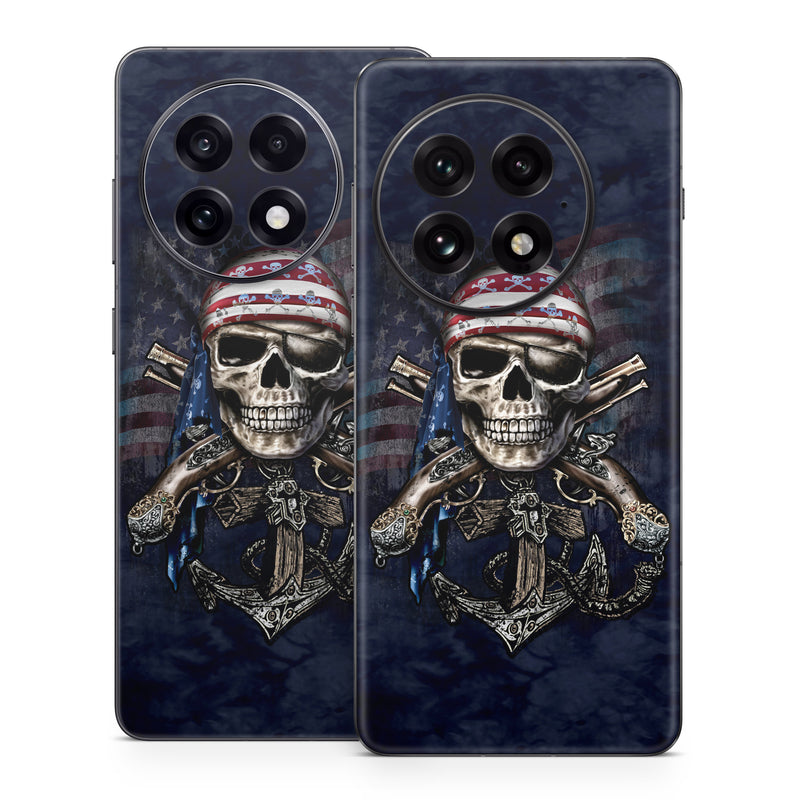 OnePlus 13 Series Skin design of Skull, Bone, Skeleton, Illustration, Outerwear, T-shirt, Flag, Art, with black, gray, red colors