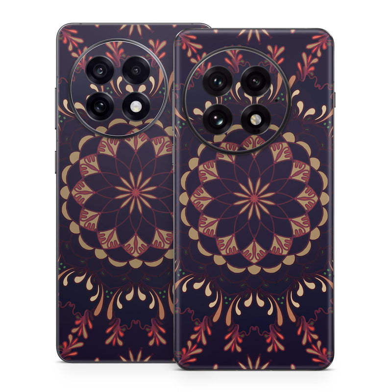 OnePlus 13 Series Skin design of Pattern, Brown, Red, Symmetry, Textile, Design, Visual arts, Tapestry, Kaleidoscope, with black, red, orange, yellow, brown colors