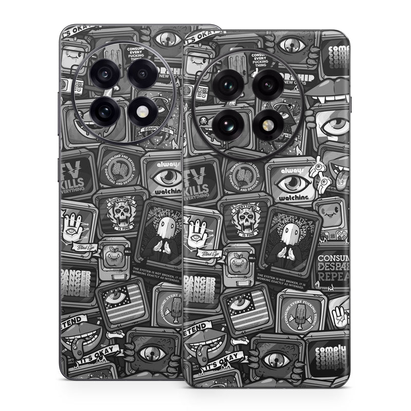 OnePlus 13 Series Skin design of Font, Text, Pattern, Black-and-white, Design, Photography, Stock photography, Illustration, Monochrome, Drawing, with black, white, gray colors