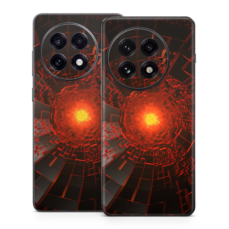 OnePlus 13 Series Skin design of Red, Fractal art, Light, Circle, Design, Art, Graphics, Symmetry, Pattern, Space, with black, red colors