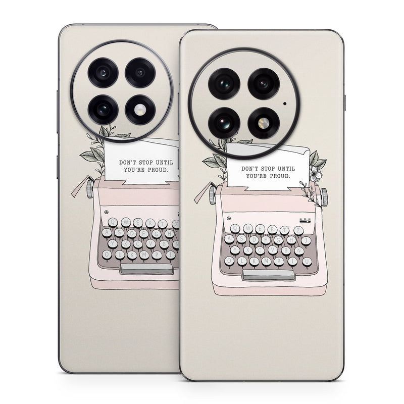 OnePlus 13 Series Skin design of Typewriter, Office equipment, Space bar, Office supplies, Illustration, with black, white, pink colors