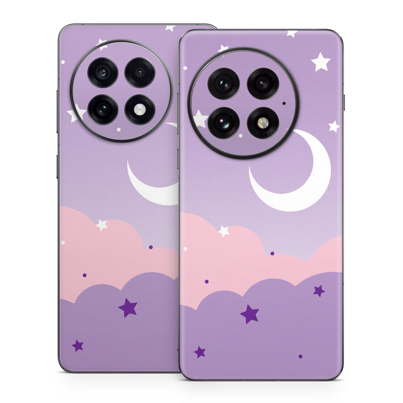 OnePlus 13 Series Skin design of Astronomical object, Pink, Star, Purple, Crescent, Moon, Graphics, Animation, Wallpaper, Graphic design, with purple, white colors