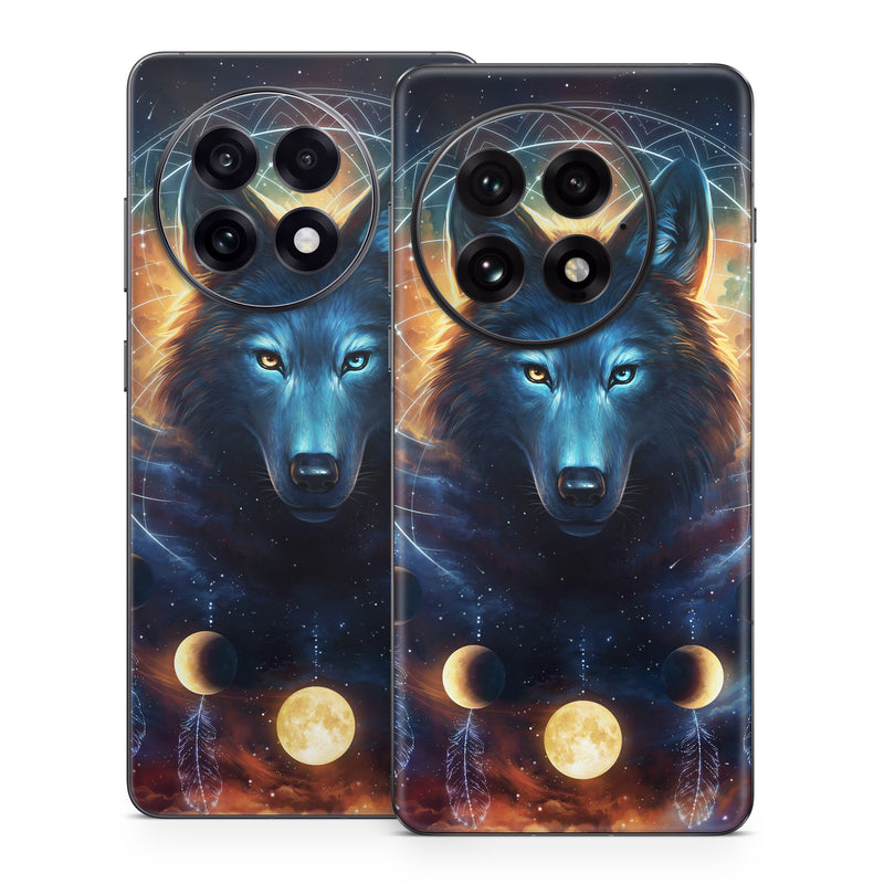 OnePlus 13 Series Skin design of Light, Nature, Carnivore, Organism, Dog breed, Art, Electric blue, Space, Midnight, Illustration, with black, blue, yellow, orange, green, red, white colors