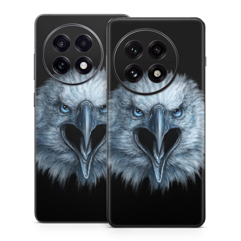 OnePlus 13 Series Skin design of Bird, Vertebrate, Bird of prey, Beak, Eagle, Wildlife, Organ, Close-up, Eye, Accipitriformes, with white, gray, black, blue colors