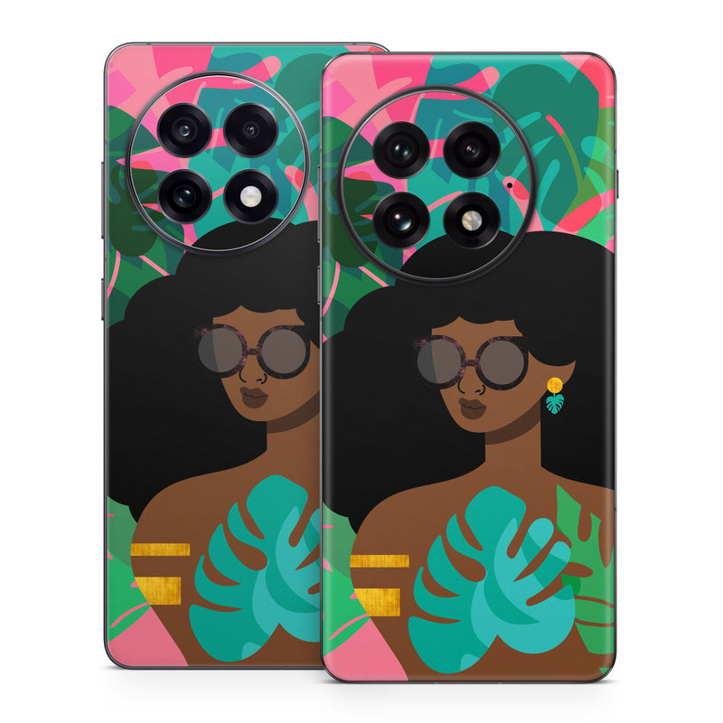 OnePlus 13 Series Skin design of Illustration, Afro, Art, Eyewear, Glasses, Graphic design, Visual arts, Graphics, Fictional character, with brown, black, green, pink, blue, yellow colors