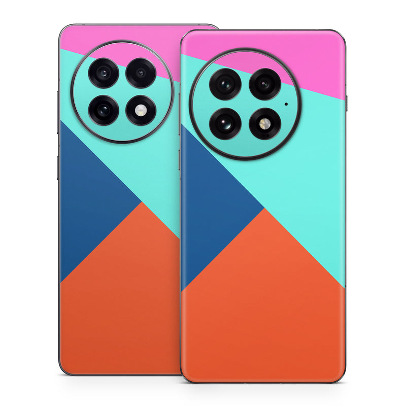 OnePlus 13 Series Skin design of Blue, Colorfulness, Turquoise, Line, Azure, Triangle, Pattern, Graphic design, Magenta, with blue, pink, orange, red colors